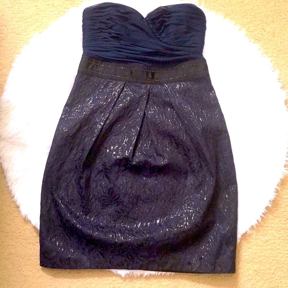 Navy Blue and Black Tube Top Style cocktail dress